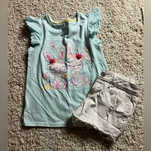 Girls Bunny Top and Shorts Outfit GUC